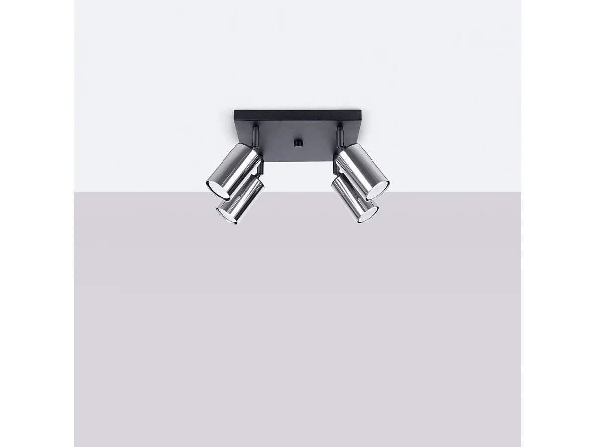 Lampade Da Soffitto Winx Moderno Di Acciaio - 4 Sorgenti Luminose - L.25 X A.19 Cm - Nero/Cromato