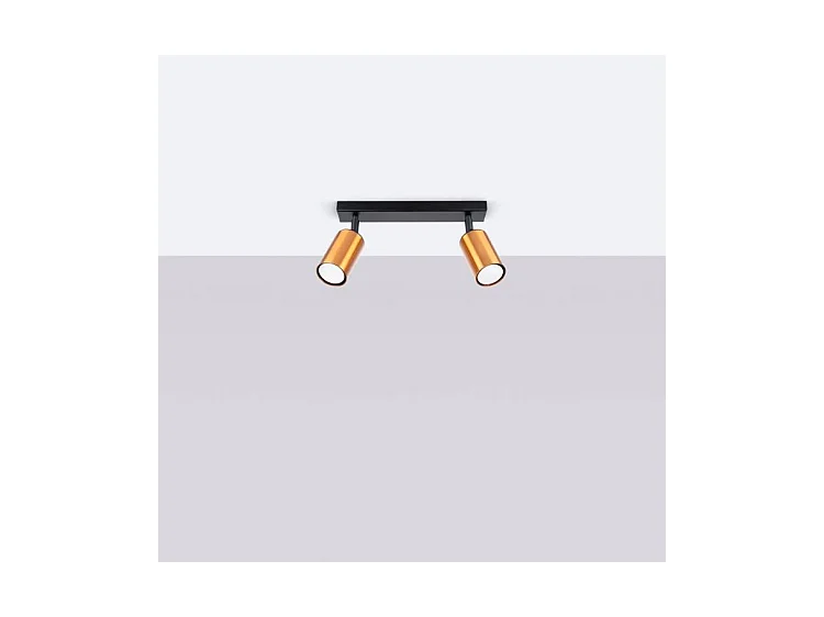 Plafonniers Winx Moderne En Acier - 2 Sources Lumineuses - L.30 X H.18,5 Cm - Noir/Cuivre