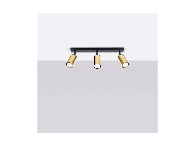 Plafonniers Winx Moderne En Acier - 3 Sources Lumineuses - L.45 X H.18,5 Cm - Or Noir