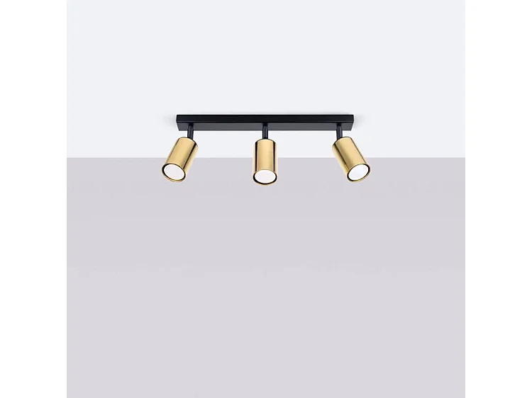 Lampade Da Soffitto Winx Moderno Di Acciaio - 3 Sorgenti Luminose - L.45 X A.18,5 Cm - Oro Nero