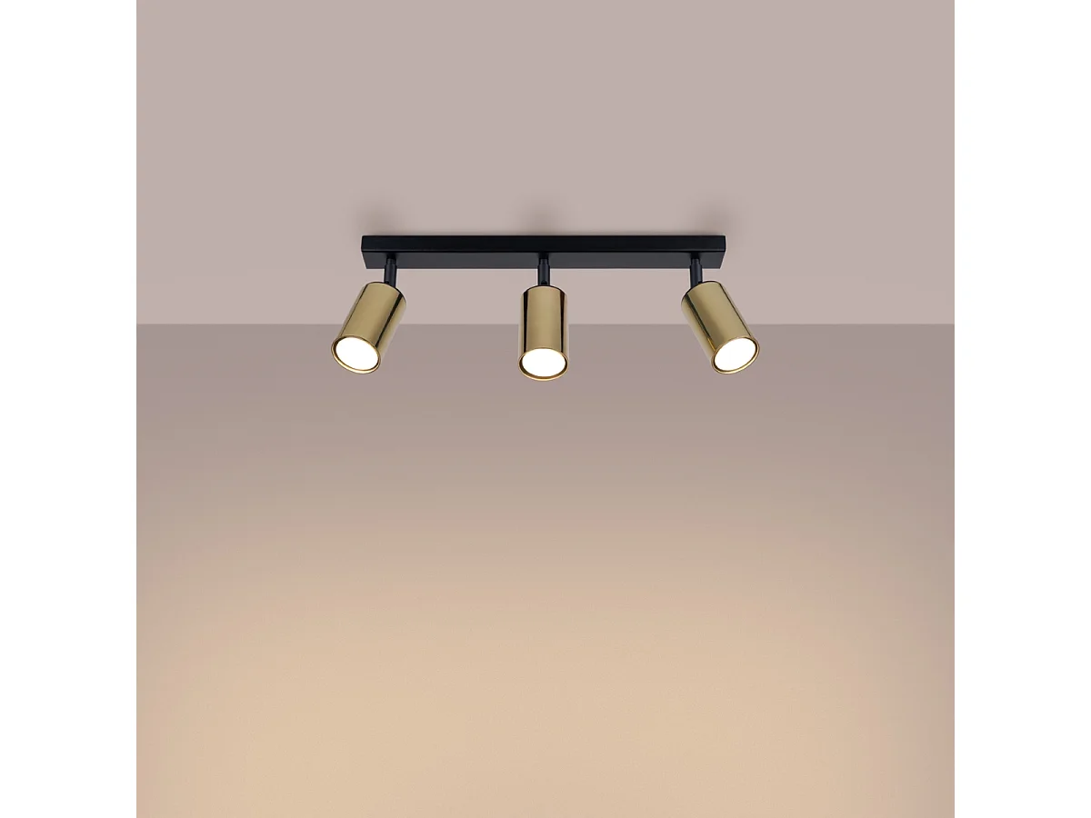 Lampade Da Soffitto Winx Moderno Di Acciaio - 3 Sorgenti Luminose - L.45 X A.18,5 Cm - Oro Nero