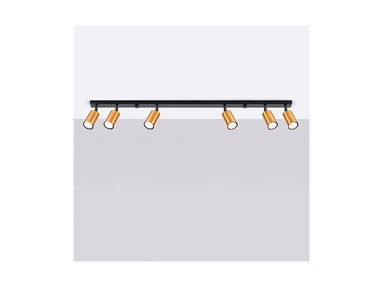 Plafonniers Winx Moderne En Acier - 6 Sources Lumineuses - L.118 X H.18,5 Cm - Noir/Cuivre