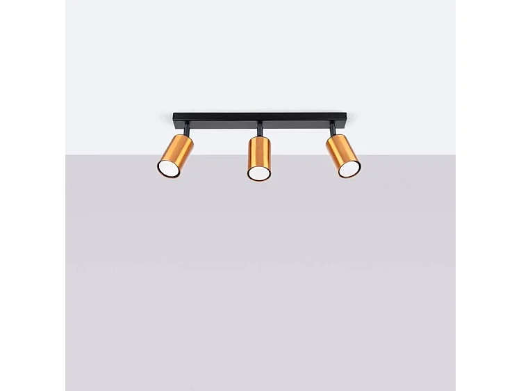 Plafonniers Winx Moderne En Acier - 3 Sources Lumineuses - L.45 X H.18,5 Cm - Noir/Cuivre