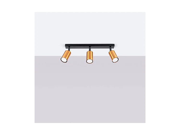 Plafonniers Winx Moderne En Acier - 3 Sources Lumineuses - L.45 X H.18,5 Cm - Noir/Cuivre