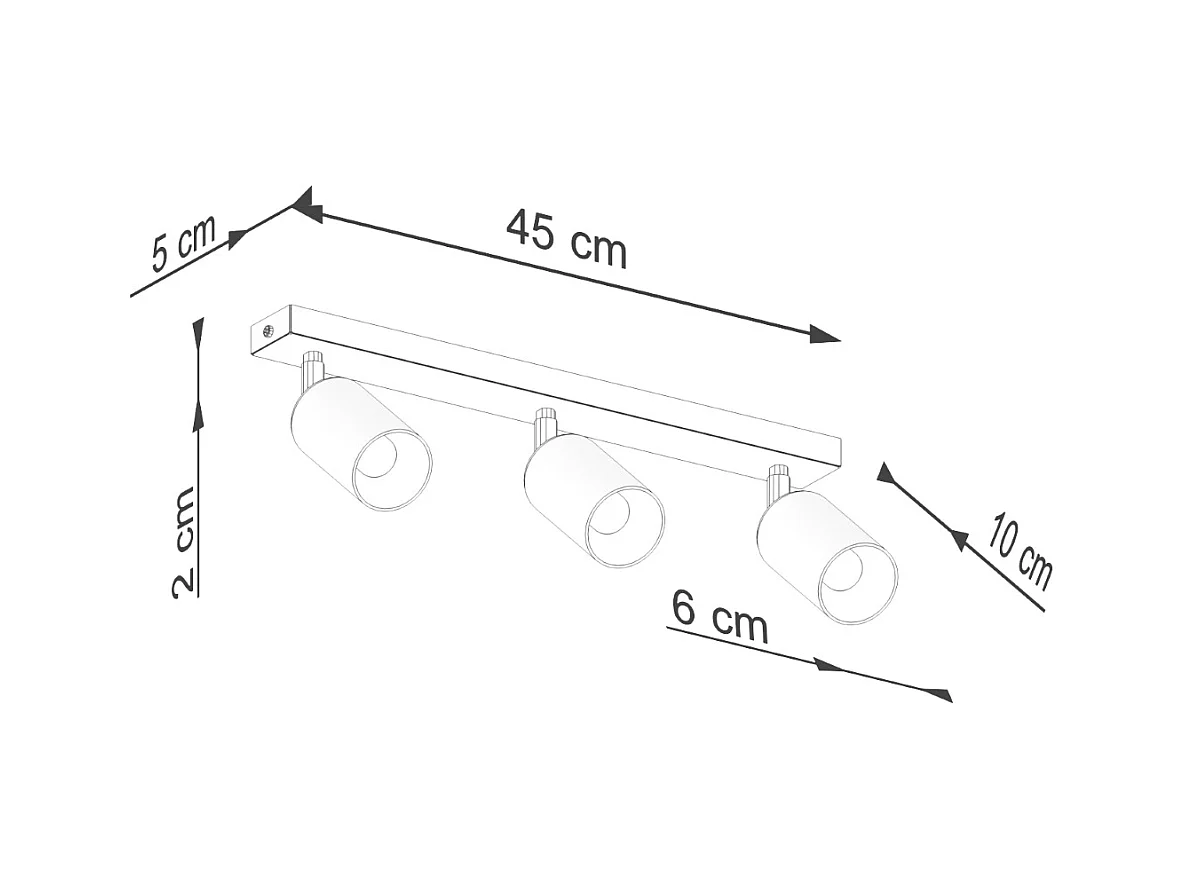 Deckenlampen Winx Modern Aus  Stahl - 3 Lichtquellen - L.45 X H. Cm - Schwarz/Kupfer