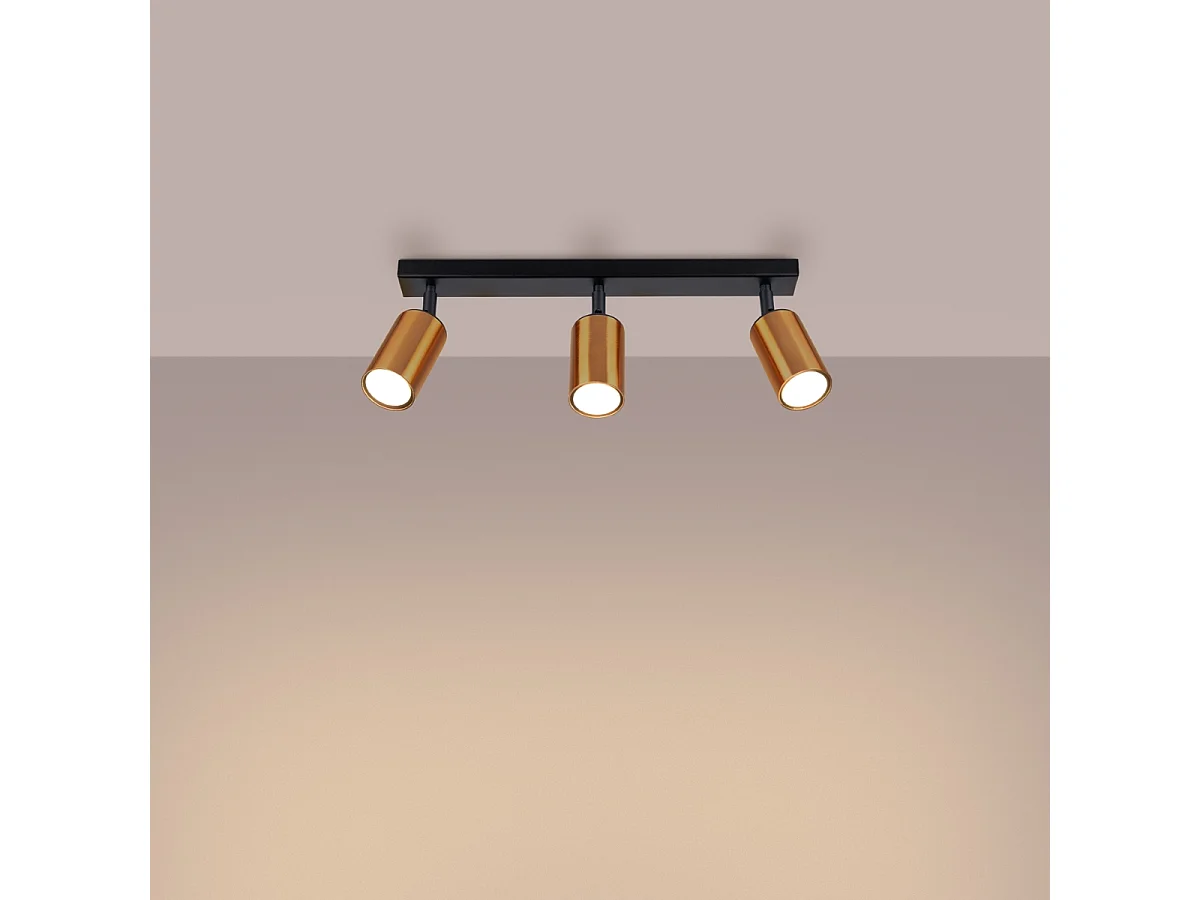 Lampade Da Soffitto Winx Moderno Di Acciaio - 3 Sorgenti Luminose - L.45 X A.18,5 Cm - Nero/Rame