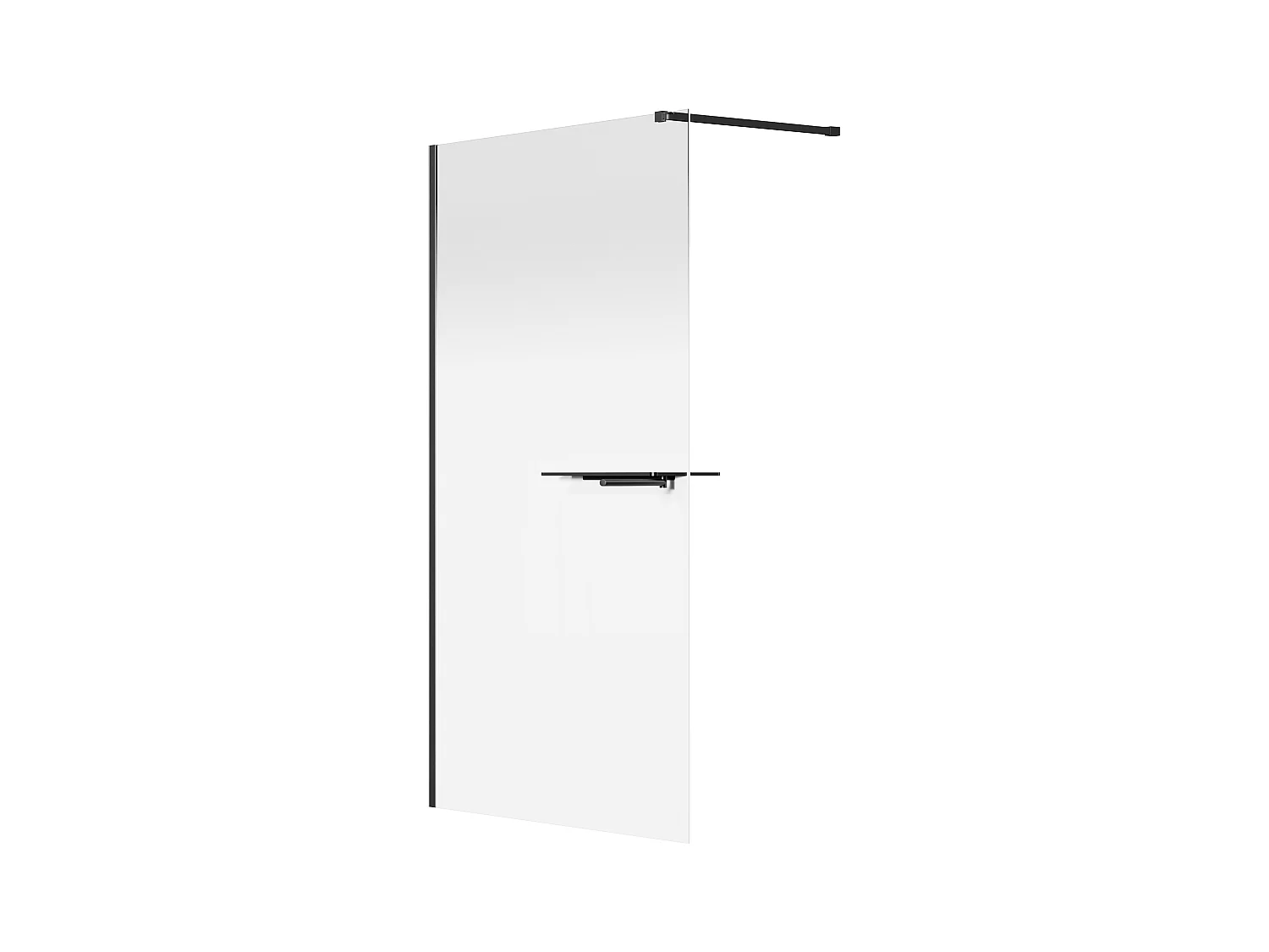 Mampara de ducha con toallero y estantes - 120 x 200 cm - Negro mate - POMARO