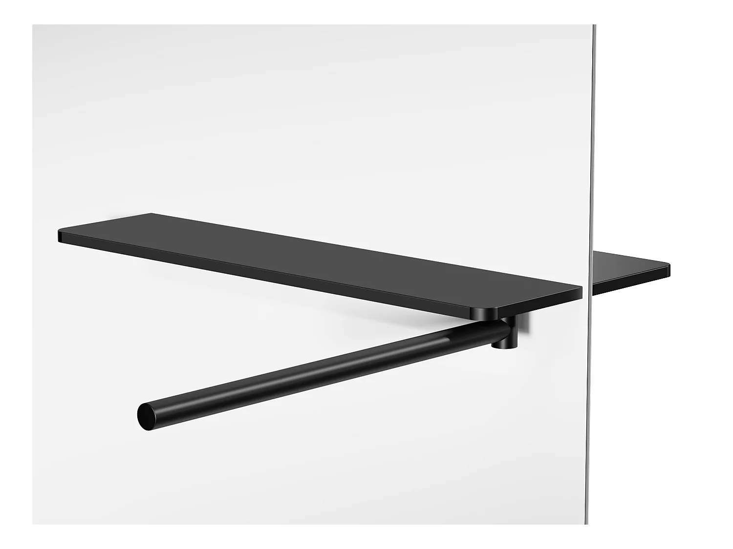Mampara de ducha con toallero y estantes - 140 x 200 cm - Negro mate - POMARO