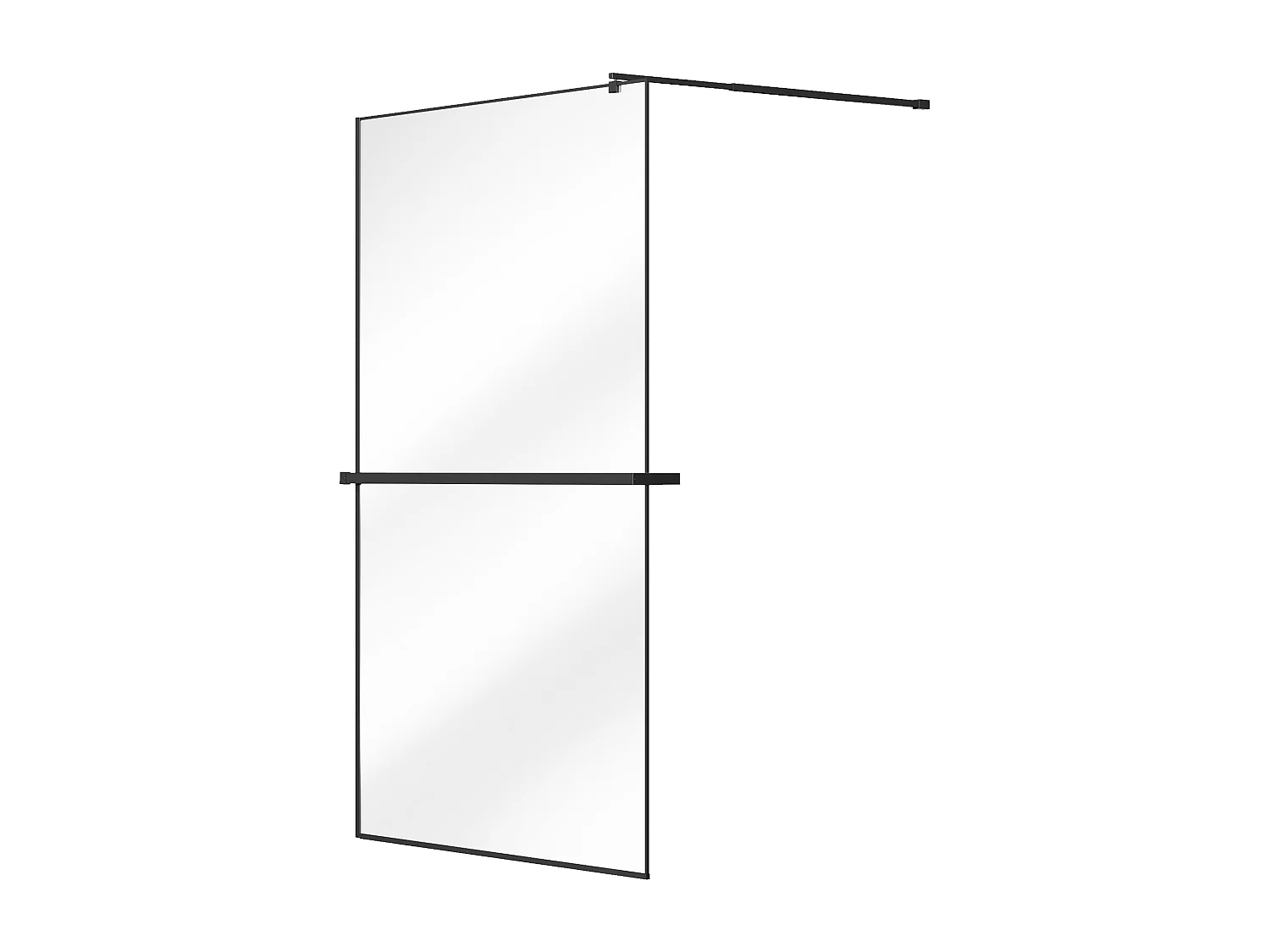 Ścianka prysznicowa do kabiny walk-in z wieszakiem na ręczniki i półeczką - 120 x 200 cm - Czarny mat - BONPERO