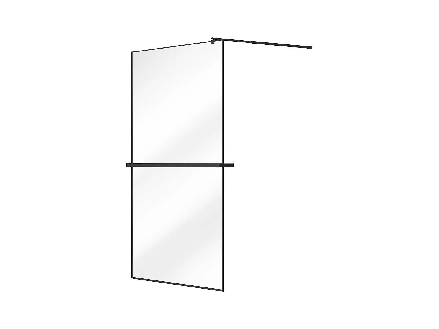 Duschwand für begehbare Duschen mit Handtuchhalter & Ablage - 120 x 200 cm - Schwarz matt - BONPERO