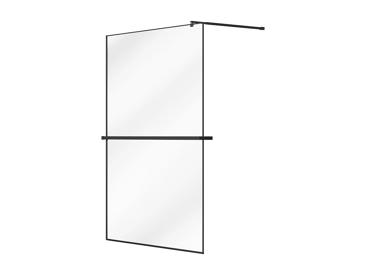 Paroi de douche à l'italienne avec porte-serviette et étagère - 140 x 200 cm - Noir mat - BONPERO