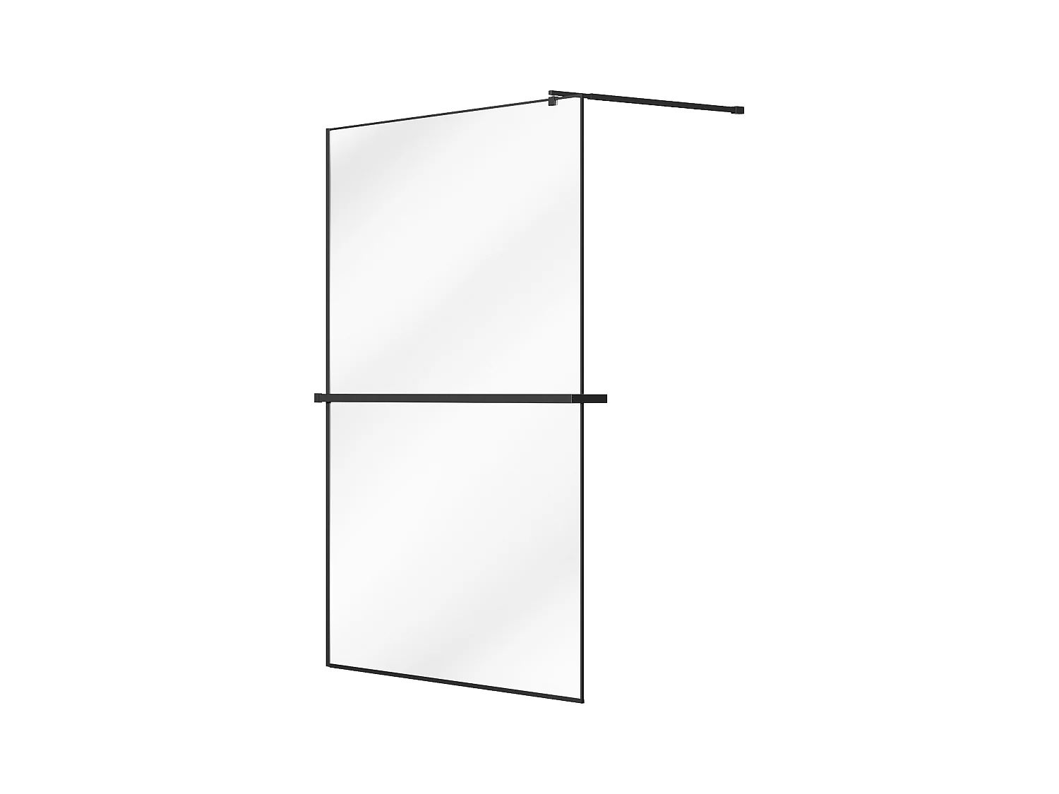 Mampara de ducha con toallero y estante - 140 x 200 cm - Negro mate - BONPERO