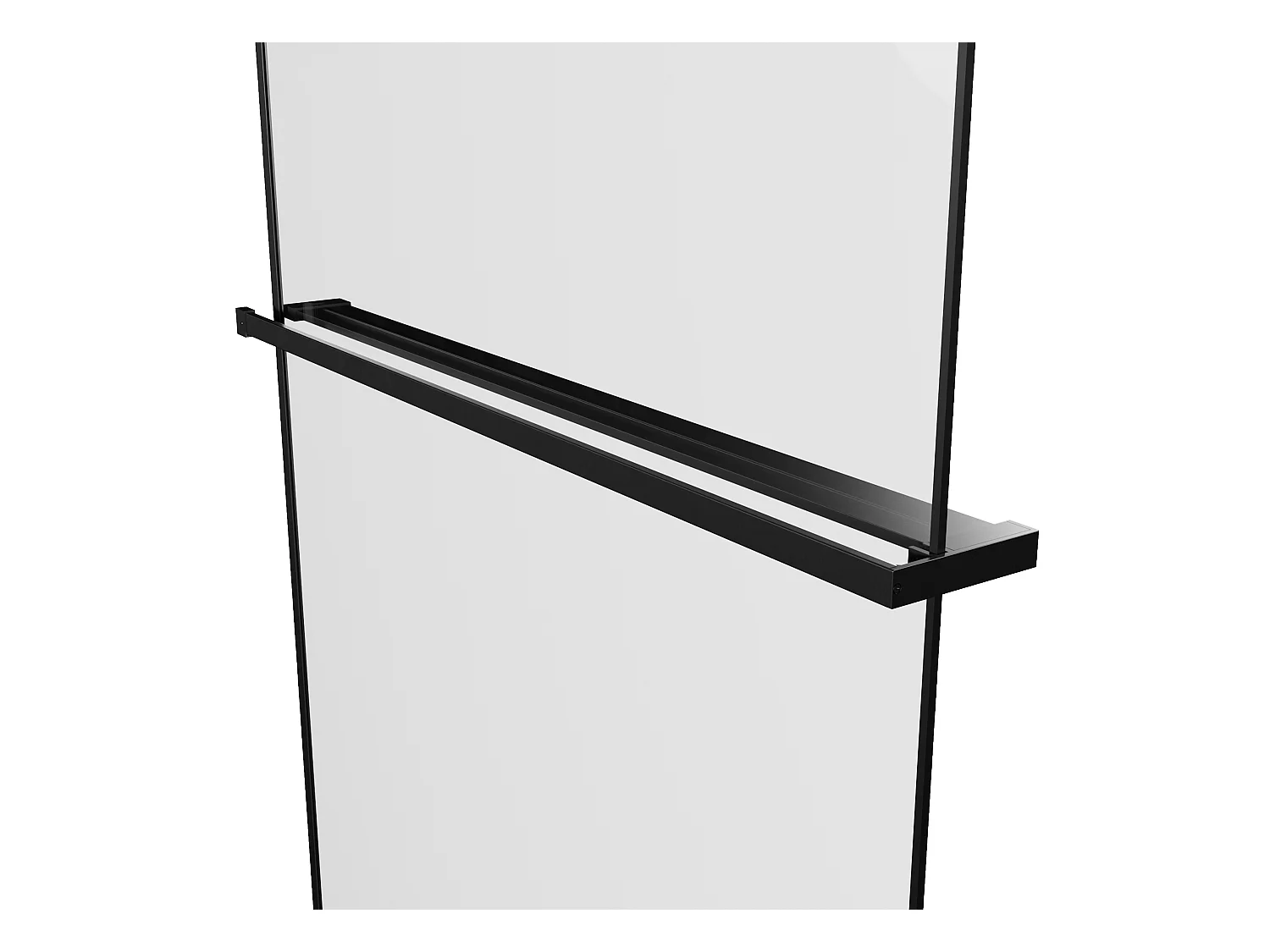 Mampara de ducha con toallero y estante - 140 x 200 cm - Negro mate - BONPERO