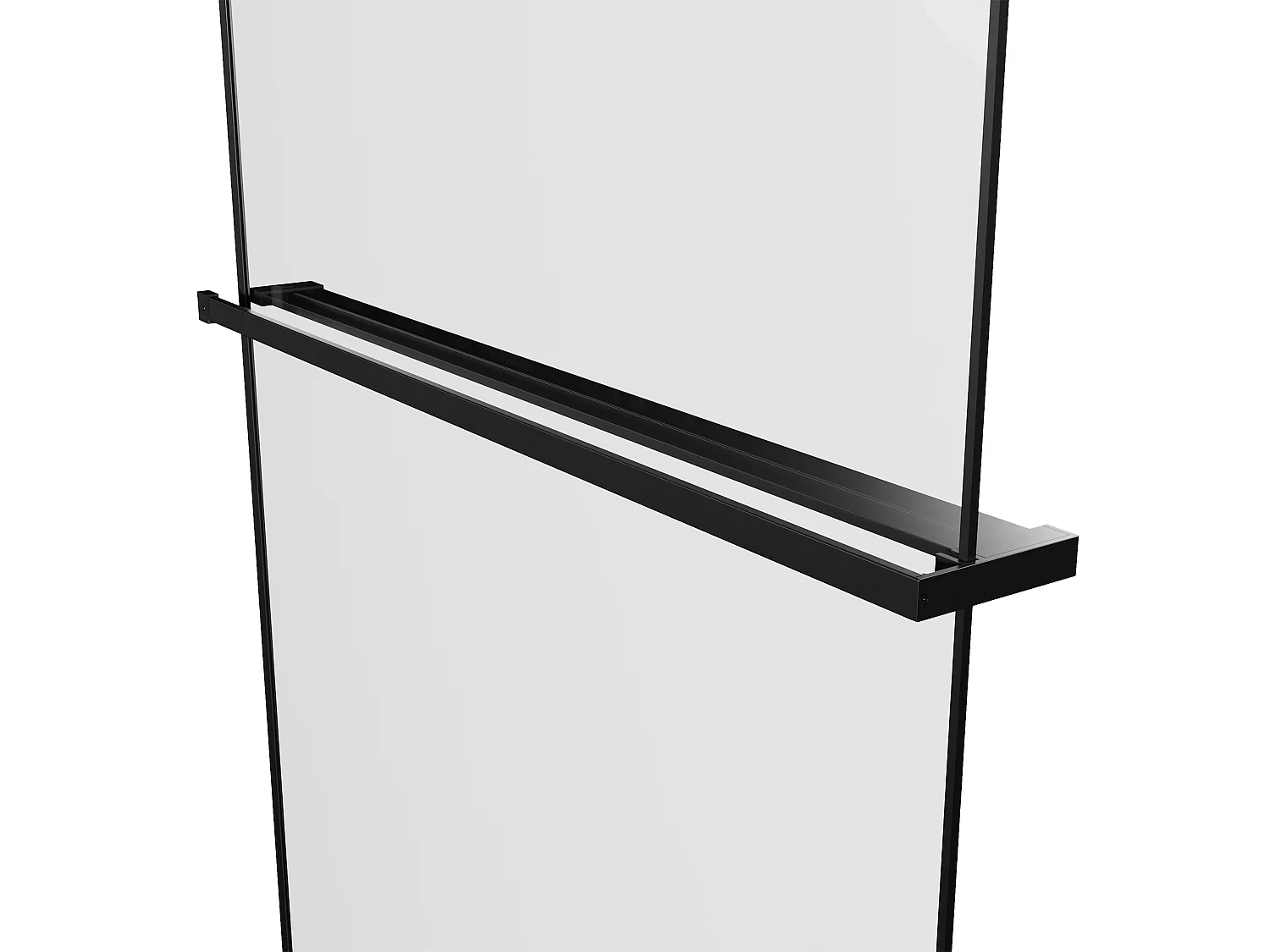 Paroi de douche à l'italienne avec porte-serviette et étagère - 140 x 200 cm - Noir mat - BONPERO