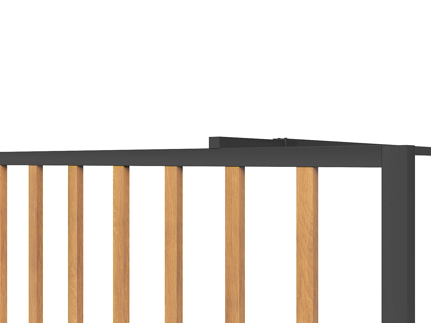 Mampara de ducha italiana de aluminio - Efecto madera y negro mate - 140 x 200 cm - TOPEKA