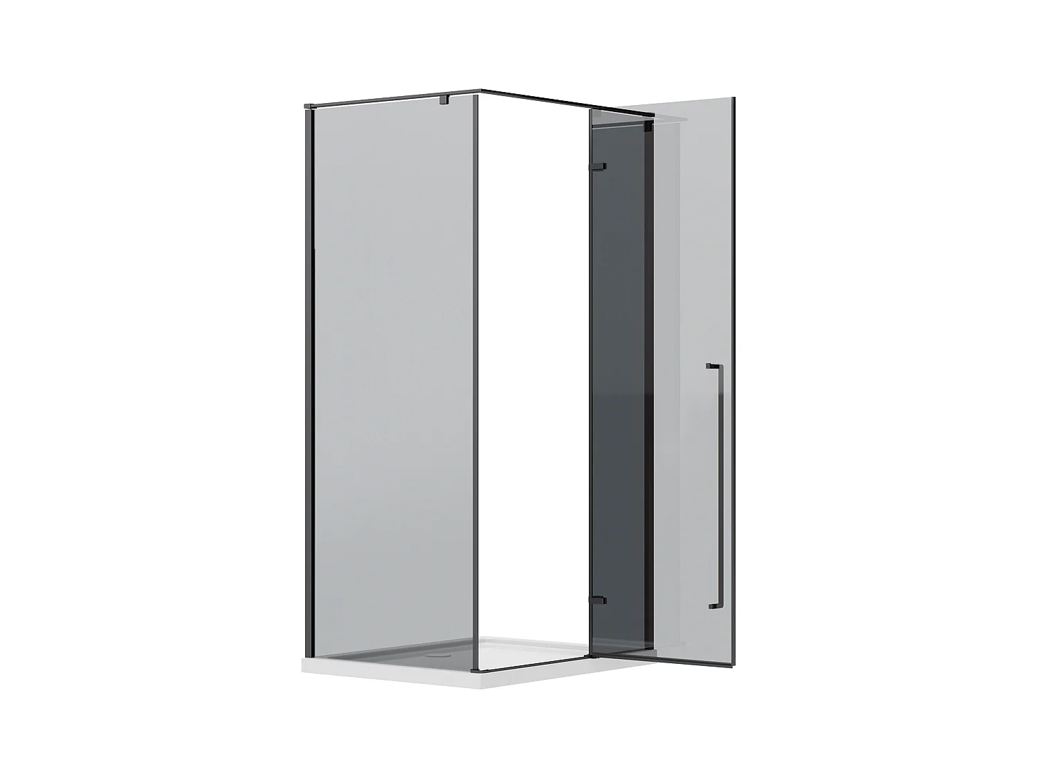 Mampara de ducha con puerta pivotante de vidrio ahumado - L100 x l80 x Alt. 190 cm - Negro mate - TERMANIO