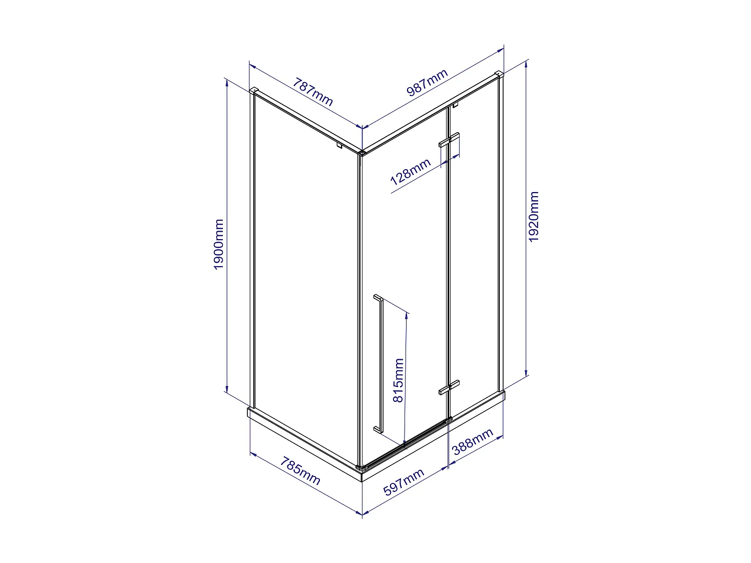 Brusedør med røgtonet glas, drejedør - L100 x b80 x H190 cm - Sort mat - TERMANIO