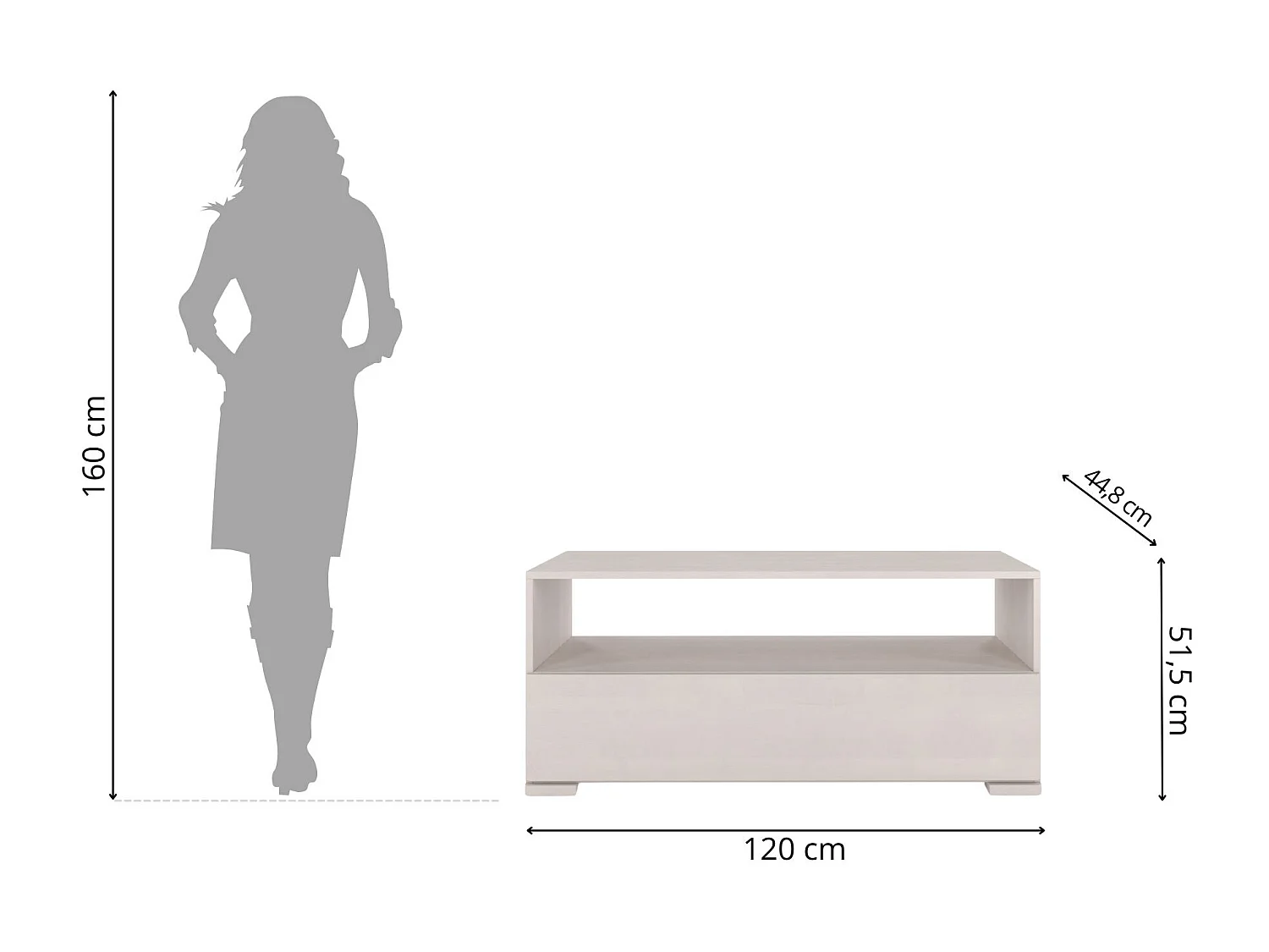 Meuble TV en bois de hêtre Visby Sandema / blanc