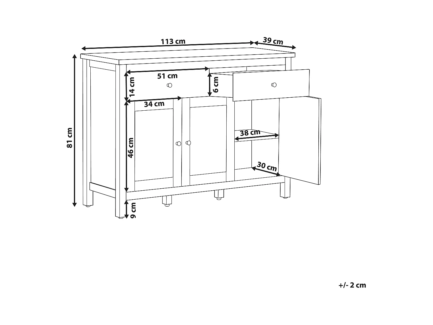Credenza a 3 ante ATOCA Bianco sporco
