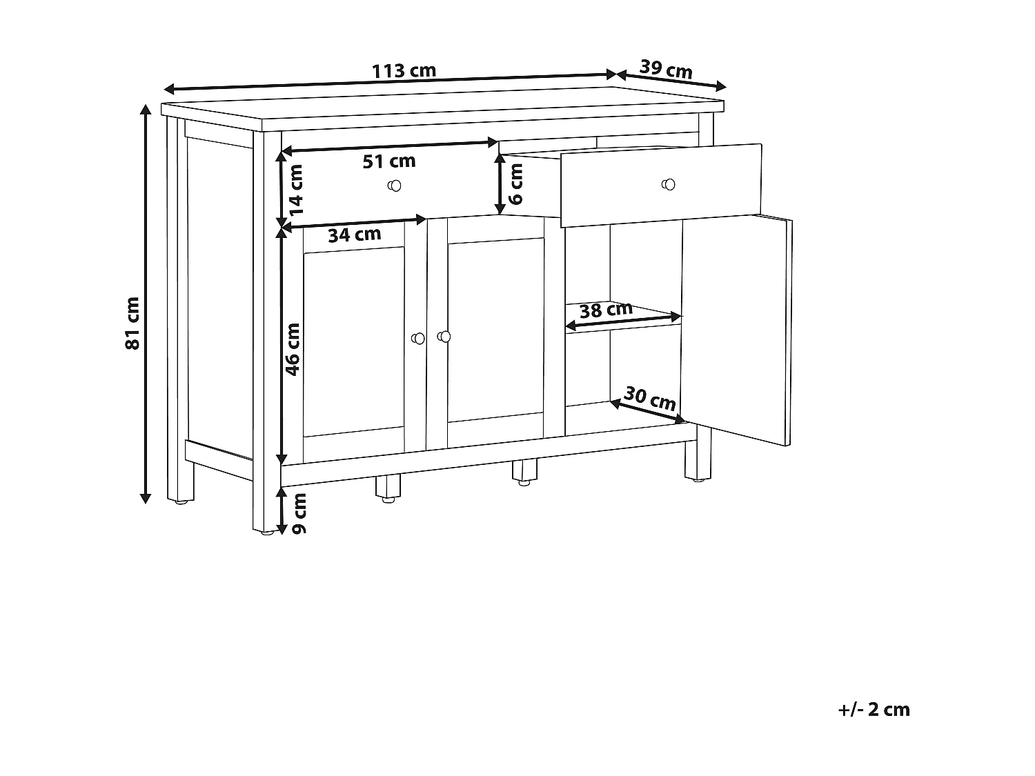 Dressoir met 3 deuren ATOCA Gebroken wit
