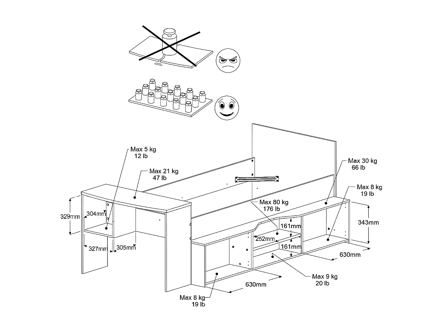 Lit combiné 90 x 190/200 cm avec bureau et rangements - Blanc et naturel + Sommier + Matelas - JOCHIANE