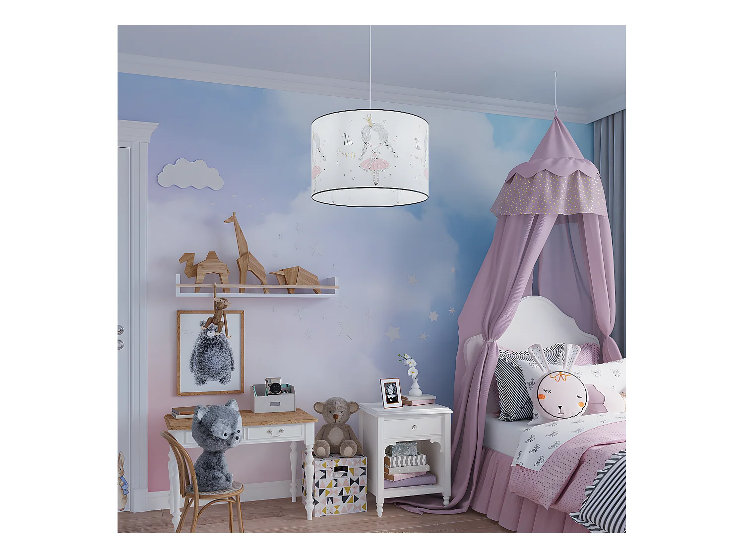 Lámparas Colgantes Princess Moderno De Cloruro De Polivinilo - 1 Fuentes Luminosas - L.40 X A.95 Cm - Multicolor