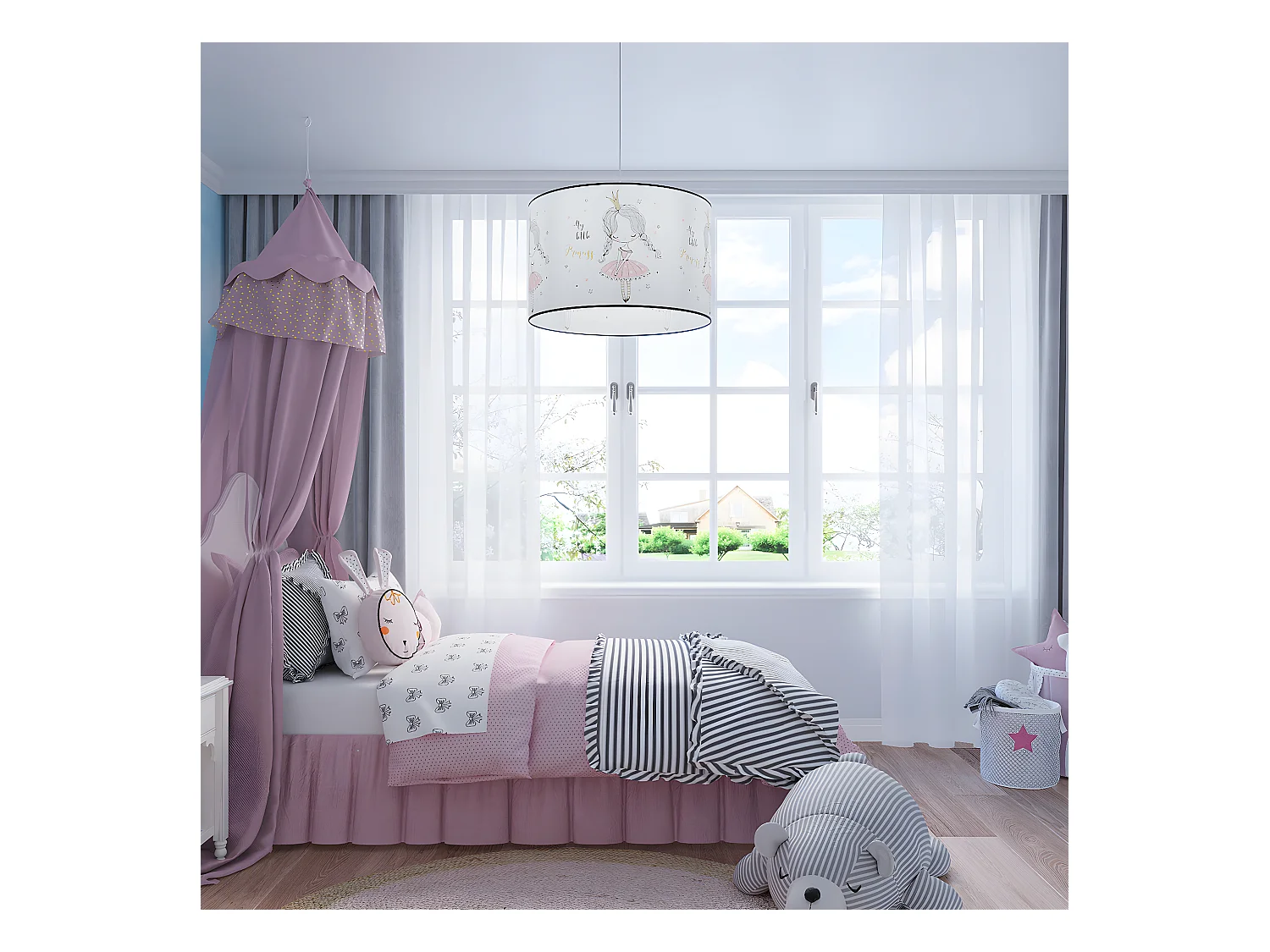 Lámparas Colgantes Princess Moderno De Cloruro De Polivinilo - 1 Fuentes Luminosas - L.40 X A.95 Cm - Multicolor