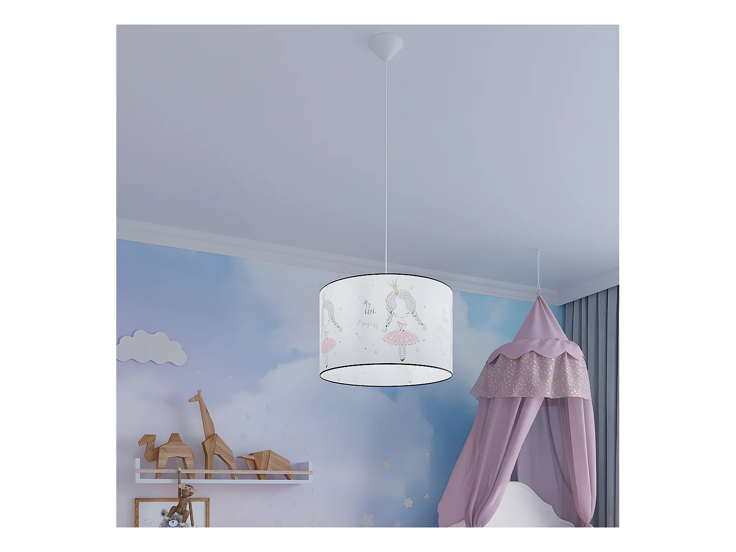 Lámparas Colgantes Princess Moderno De Cloruro De Polivinilo - 1 Fuentes Luminosas - L.40 X A.95 Cm - Multicolor