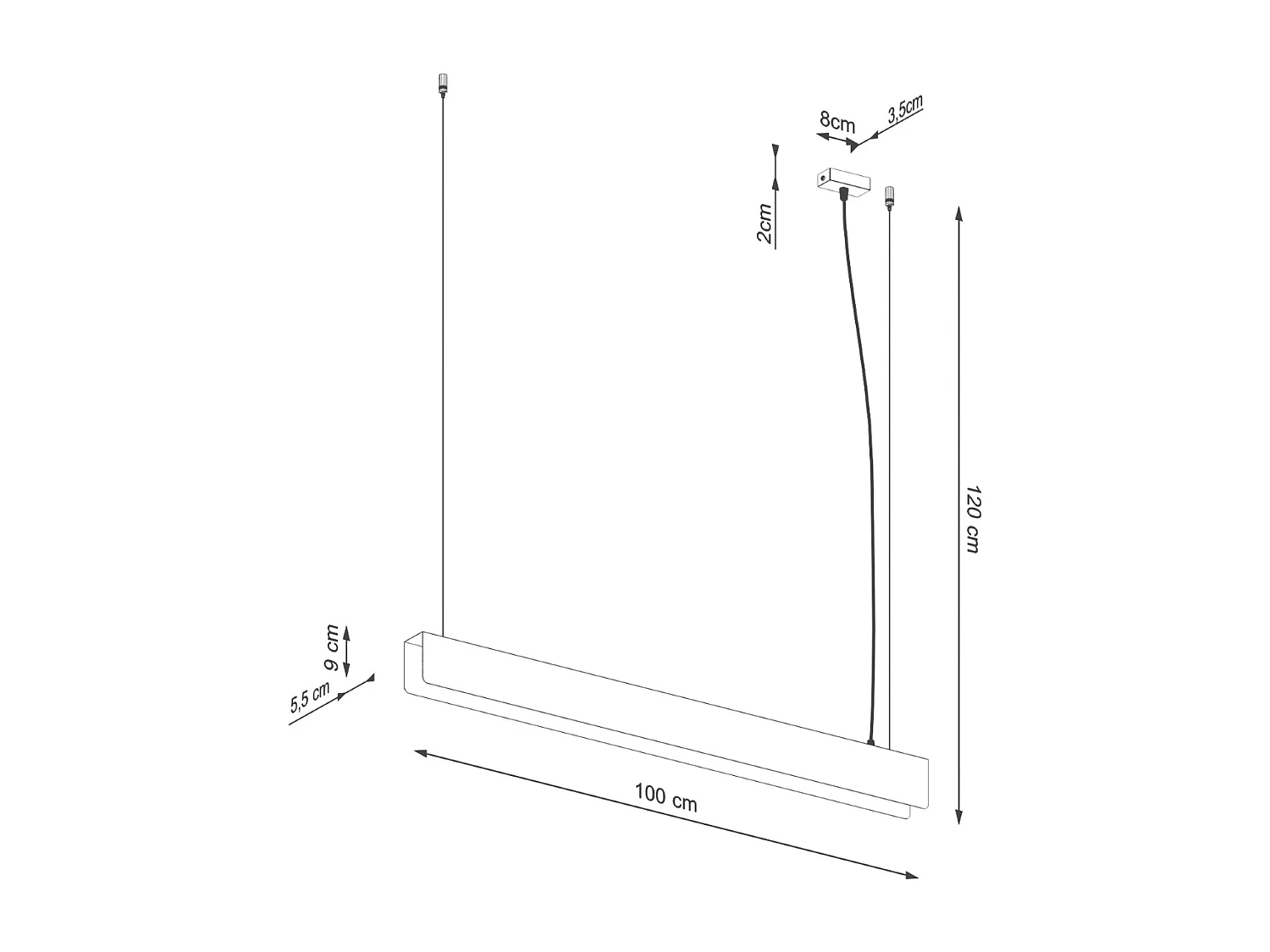 Pendelleuchten Spark Modern Aus  Stahl - 1 Lichtquellen - L.100 X H. Cm - Weiß