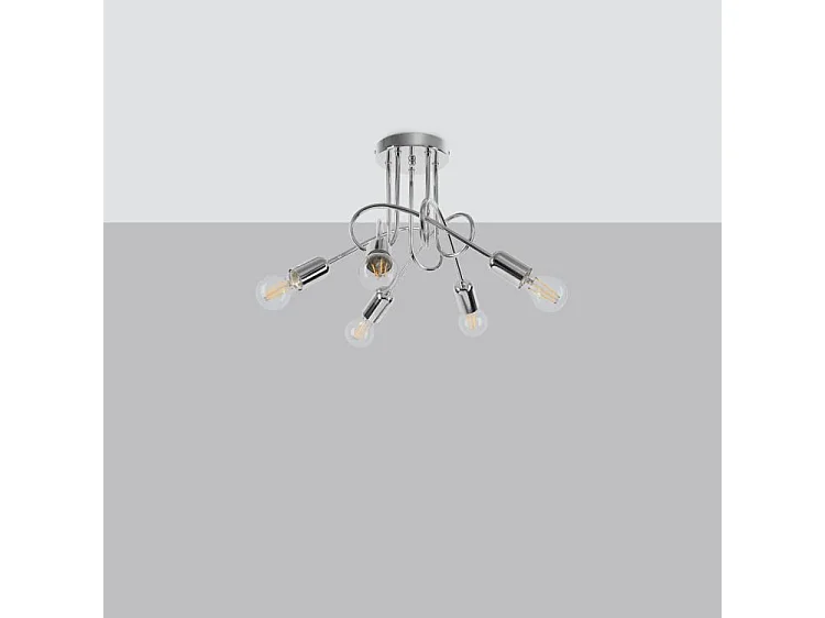 Lustres Supeł Industriel En Acier - 5 Sources Lumineuses - L.55 X H.35 Cm - Chrome