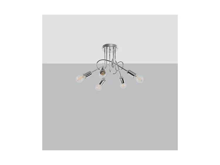Lustres Supeł Industriel En Acier - 5 Sources Lumineuses - L.55 X H.35 Cm - Chrome
