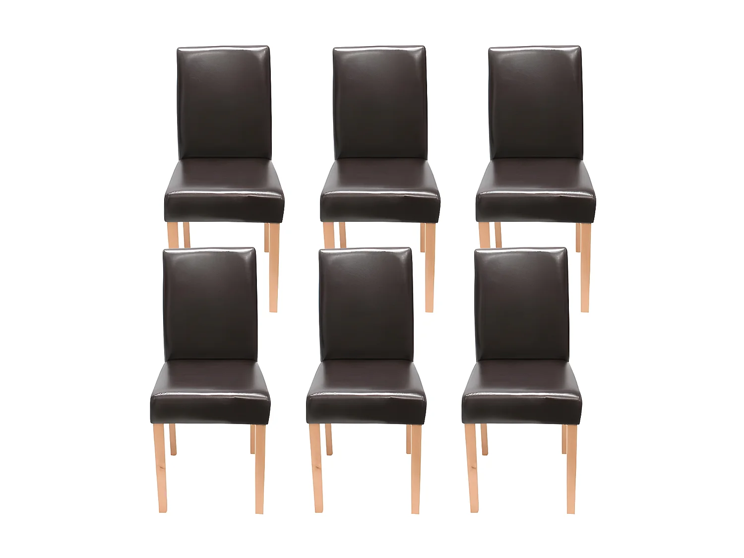 Lot de 6 chaises de salle à manger synthétique marron pieds clairs CDS04240