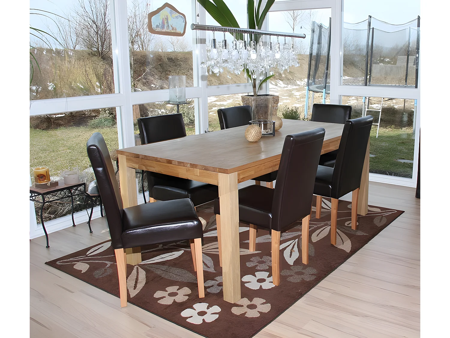 Lot de 6 chaises de salle à manger synthétique marron pieds clairs CDS04240