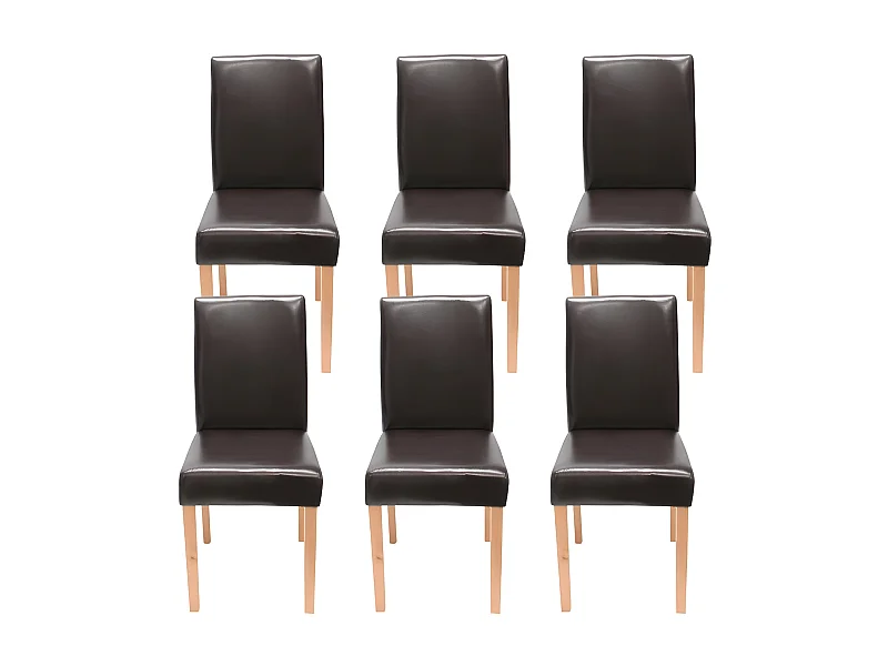 Lot de 6 chaises de salle à manger synthétique marron pieds clairs CDS04240