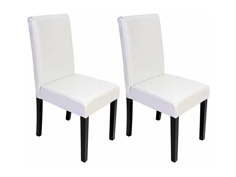 Lot de 2 chaises de salle à manger synthétique blanc pieds foncés CDS04048