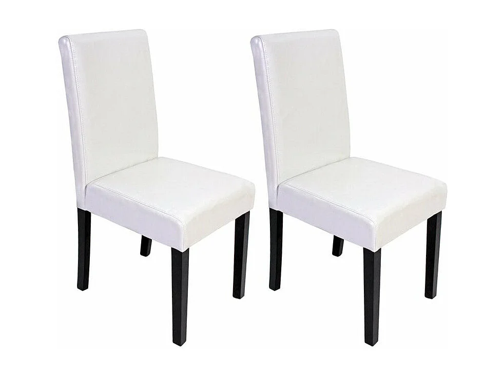 Lot de 2 chaises de salle à manger synthétique blanc pieds foncés CDS04048