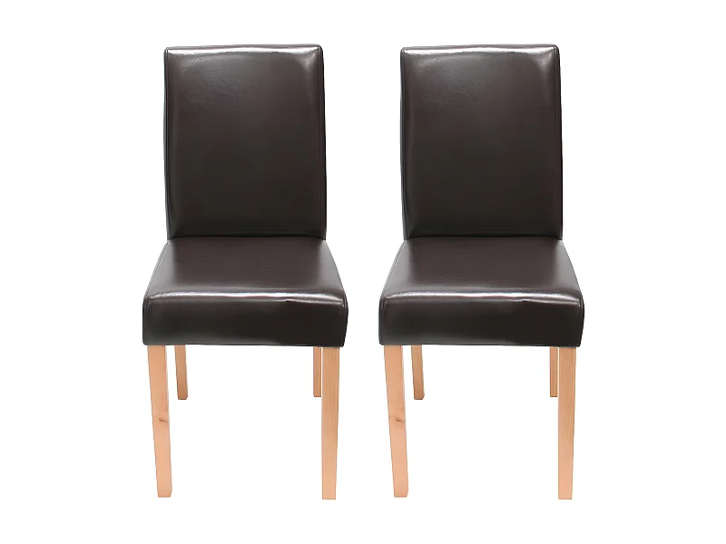 Lot de 2 chaises de salle à manger synthétique marron pieds clairs CDS04040