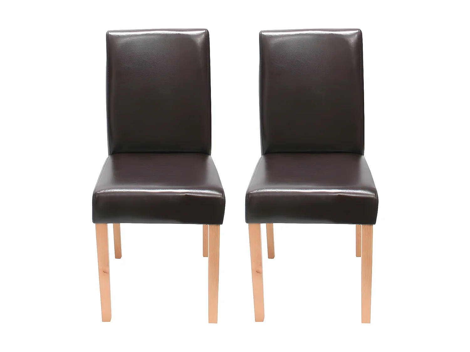 Lot de 2 chaises de salle à manger synthétique marron pieds clairs CDS04040