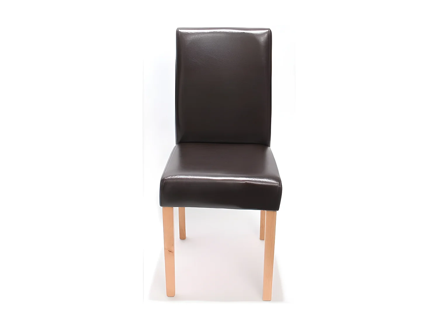 Lot de 2 chaises de salle à manger synthétique marron pieds clairs CDS04040
