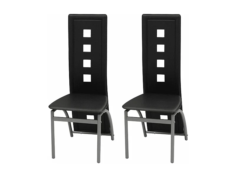 Lot de 2 chaises de salle à manger cuisine moderne et confortable en synthétique noir CDS020825