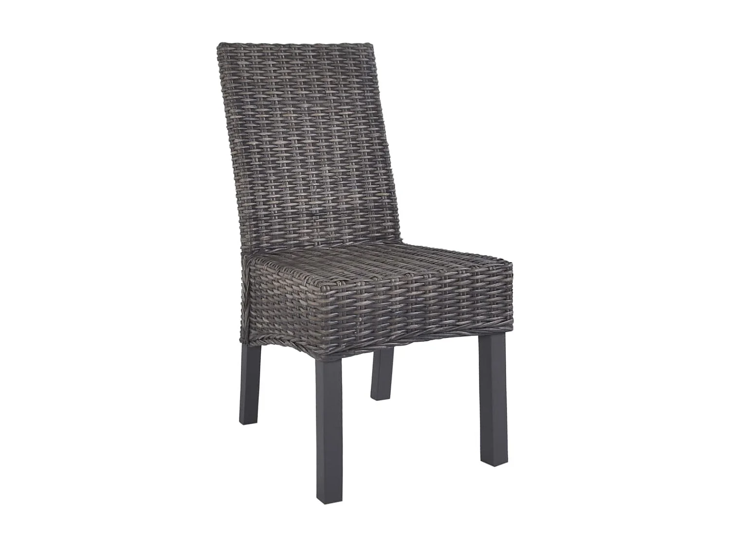 Lot de 4 chaises de salle à manger cuisine marron Rotin Kubu et bois de manguier CDS021696