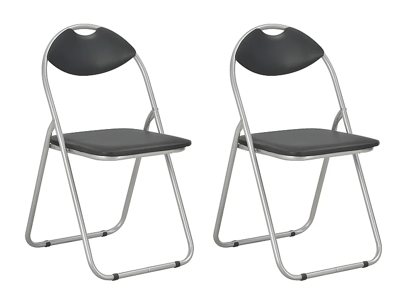 Conjunto de 2 sillas plegable diseño clásico negro y plateado CDS020950