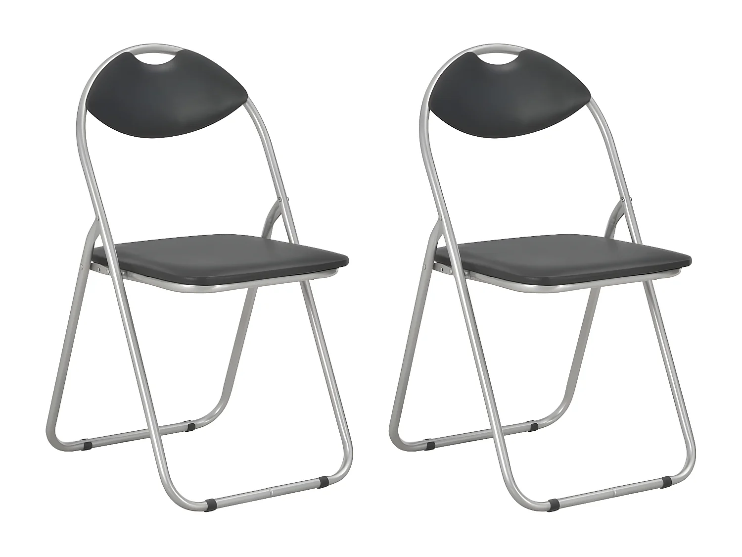 Conjunto de 2 sillas plegable diseño clásico negro y plateado CDS020950