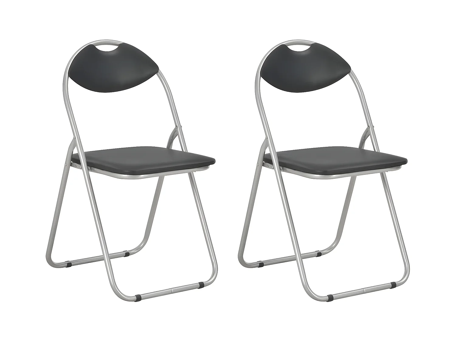 Lot de 2 chaises de salle à manger cuisine pliantes design classique synthétique noir CDS020950