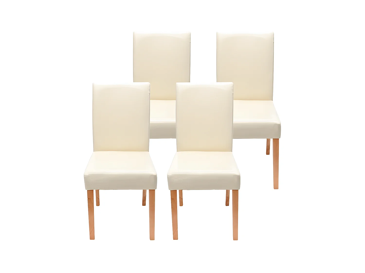 Lot de 4 chaises de salle à manger synthétique crème pieds clairs CDS04141