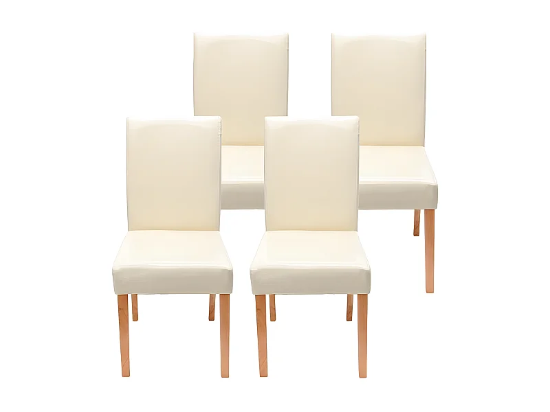Lot de 4 chaises de salle à manger synthétique crème pieds clairs CDS04141