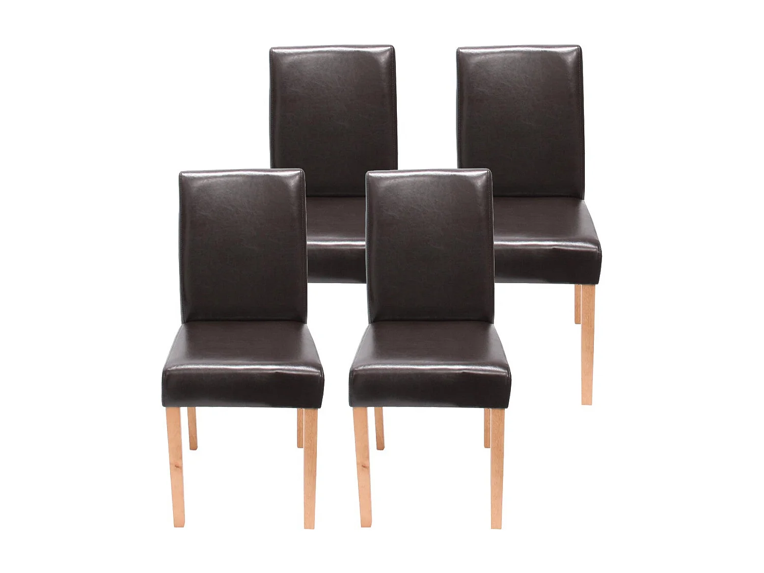 Lot de 4 chaises de salle à manger synthétique marron pieds clairs CDS04140