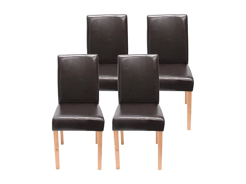 Lot de 4 chaises de salle à manger synthétique marron pieds clairs CDS04140