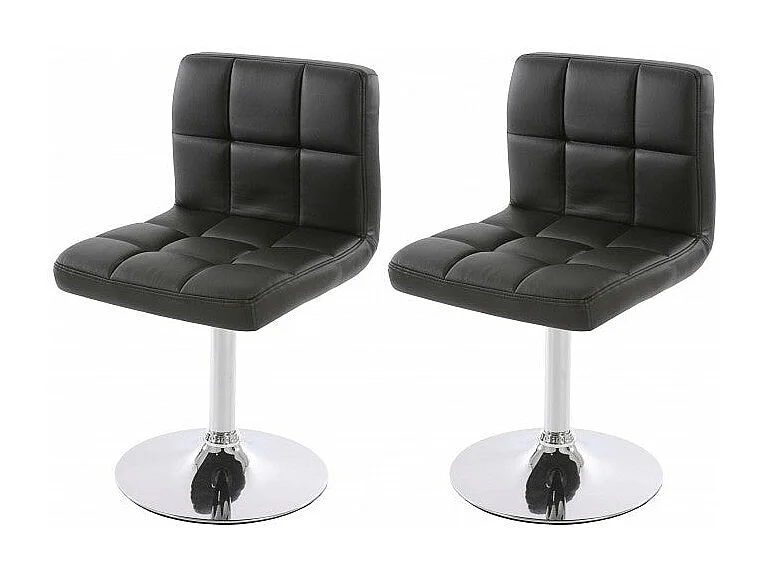 Lot de 2 chaises fauteuils de salle à manger en synthétique noir CDS04068