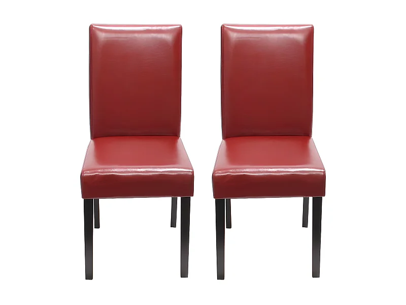 Lot de 2 chaises de salle à manger synthétique rouge pieds foncés CDS04044